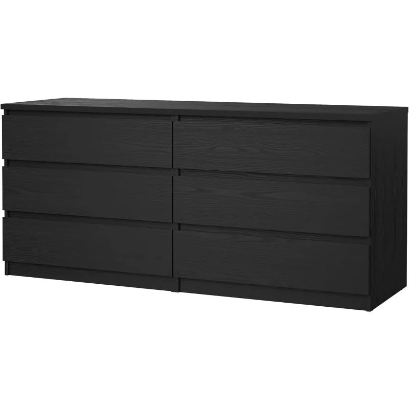 Tvilum 6 Drawer Double Dresser, Black Woodgrain