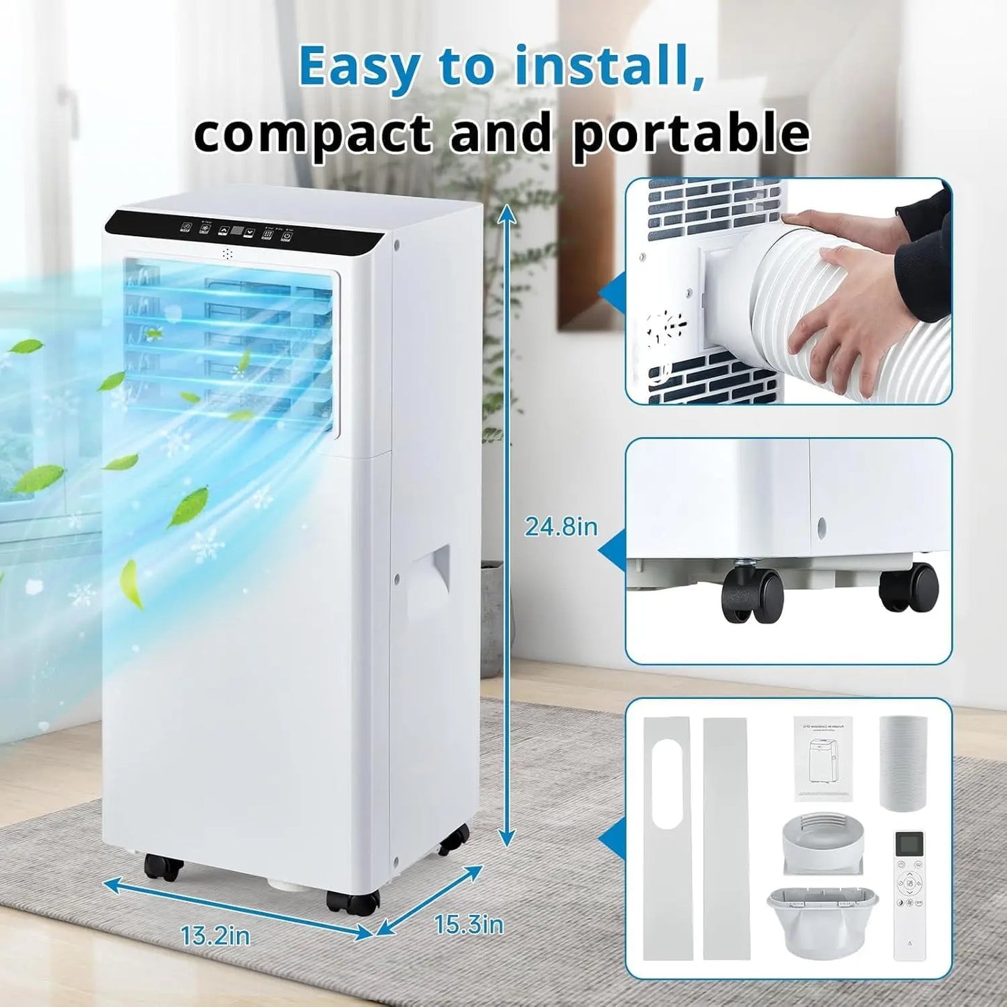 Acekool8000BTUPortableAirConditionerWithRemoteControl24HourTimerLowNoiseDehumidifier3In1