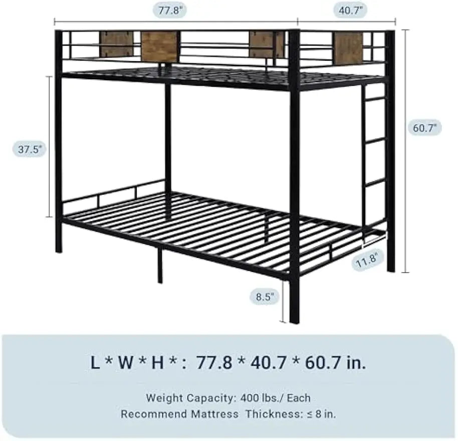 Allewie Twin Over Twin Bunk Bed With Rustic Accents