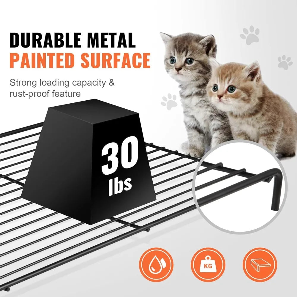 Closure 4 Tier Indoor Cat Cage Catio Enclosure On Wheels Large Lockable Cat Kennel Playpen