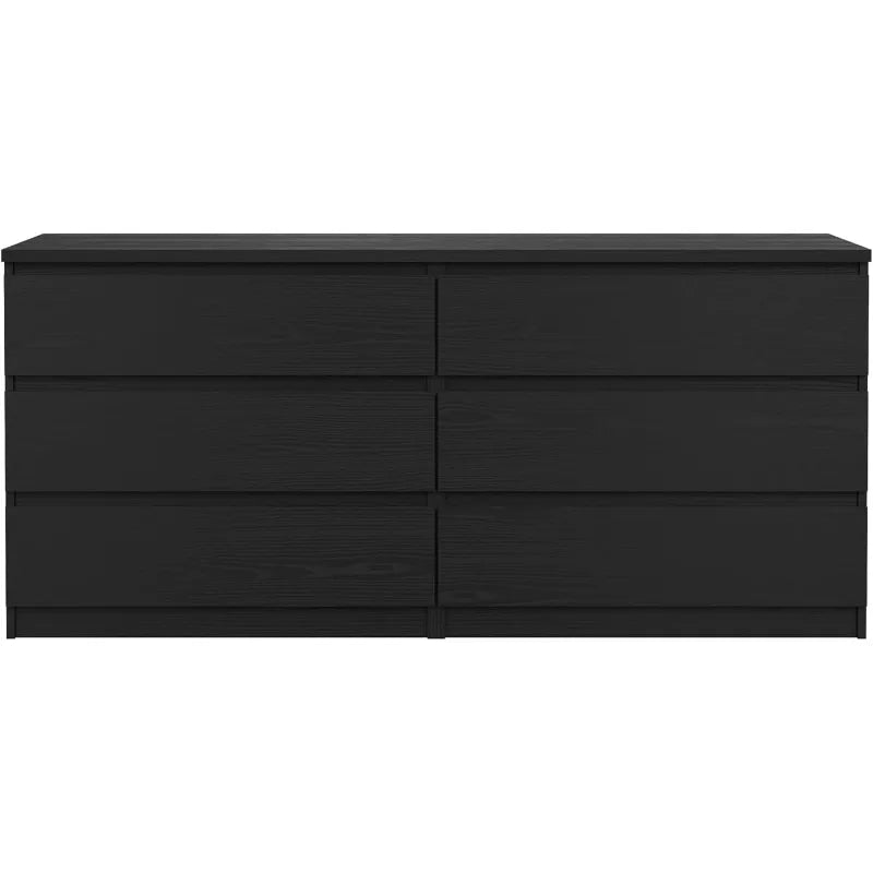 Tvilum 6 Drawer Double Dresser, Black Woodgrain