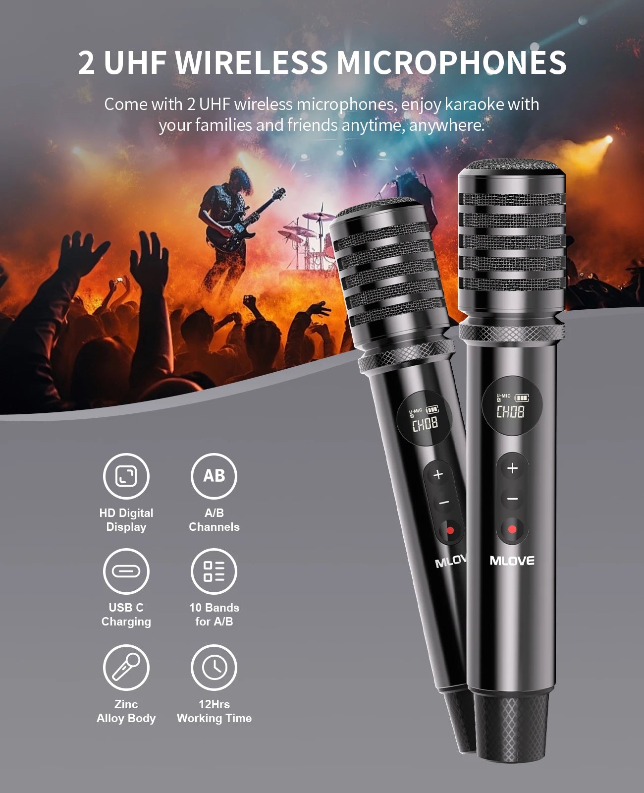 MLOVEC D5 Karaoke Machine With Bluetooth And Microphones
