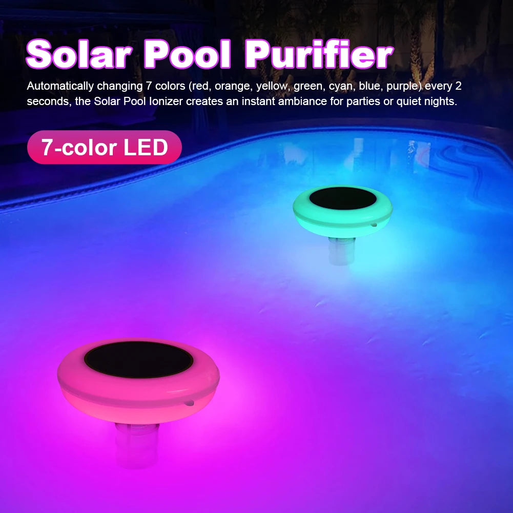 Copper Pool Cleaner Solar Ionizer With 7 Multicolor LED