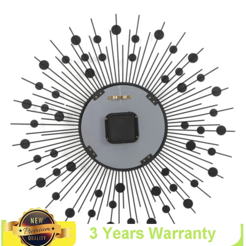 Display Sunburst Metal Wall Clock Luxury Modern Decor