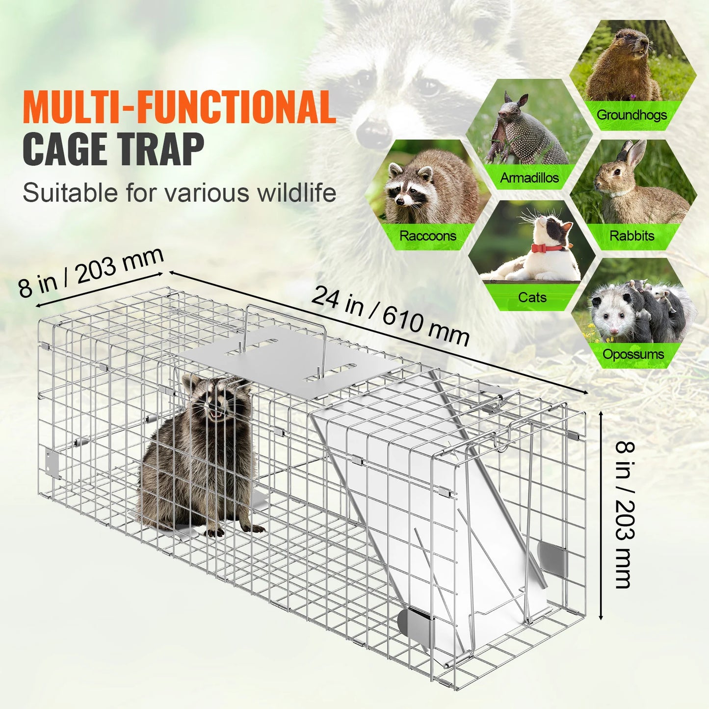SucceBuy Humane Live Animal Cage Trap Folding Handle For Cats And Rodents