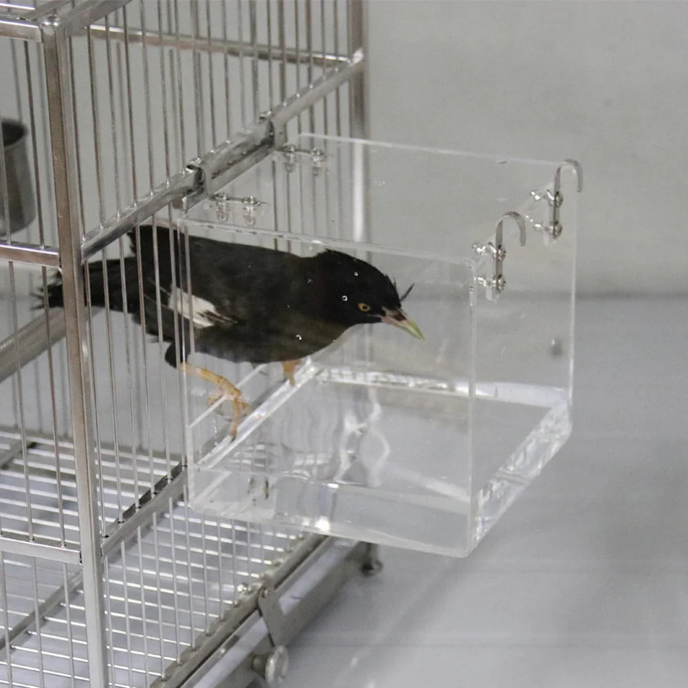 TWISTER.CK TranslucentAcrylic Bird Bath Box HangingInstallation WaterBathSystem CageAccessory