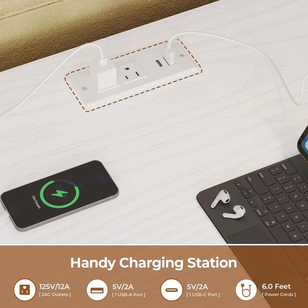 Loft Bed With Desk And Storage Metal Frame LEDLights