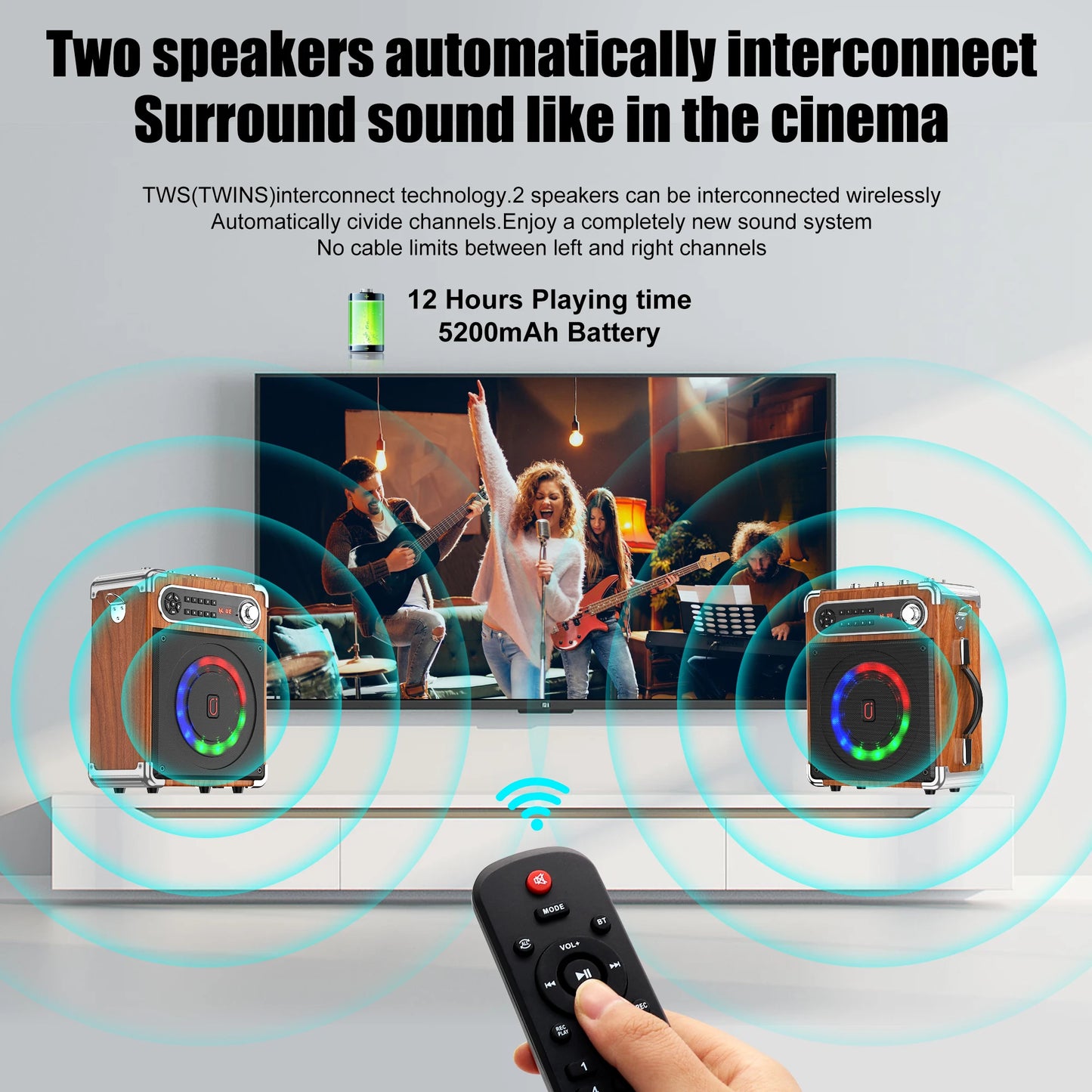 FanFun Karaoke System With Bluetooth Speaker And Mics