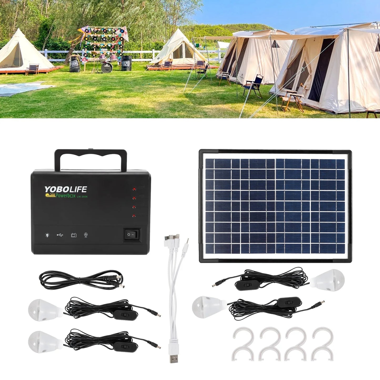12V Portable Solar Power Generator Station With LED Kit