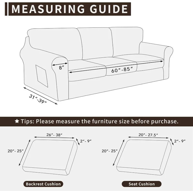 7 Piece Stretch Sofa Cover Set Large Dark Grey Anti Slip