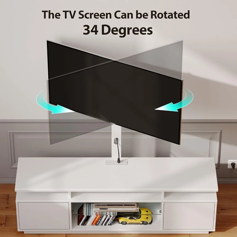 TV Stand with Mount and Power Outlet 51.2 Inch Swivel TV Stand Mount for 32 to 70 Inch TVs Height Adjustable Modern Entertainment Center