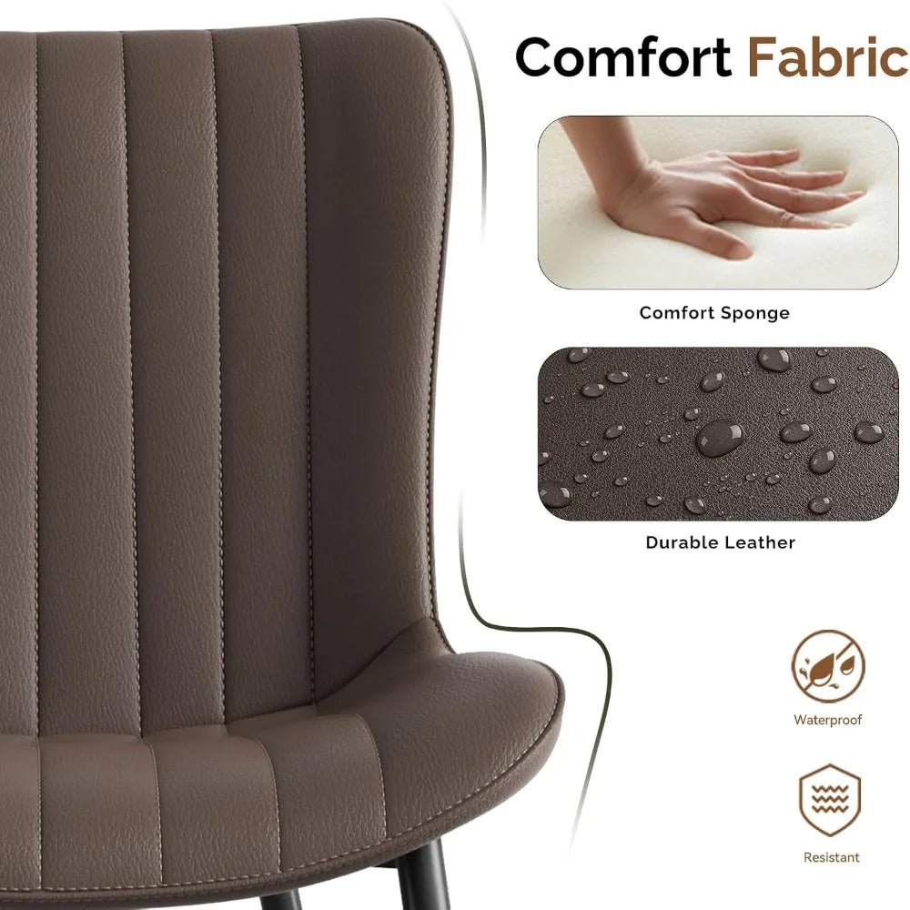 MKDK Leather Dining Chairs Set Of 4 With Wood And Metal Frame