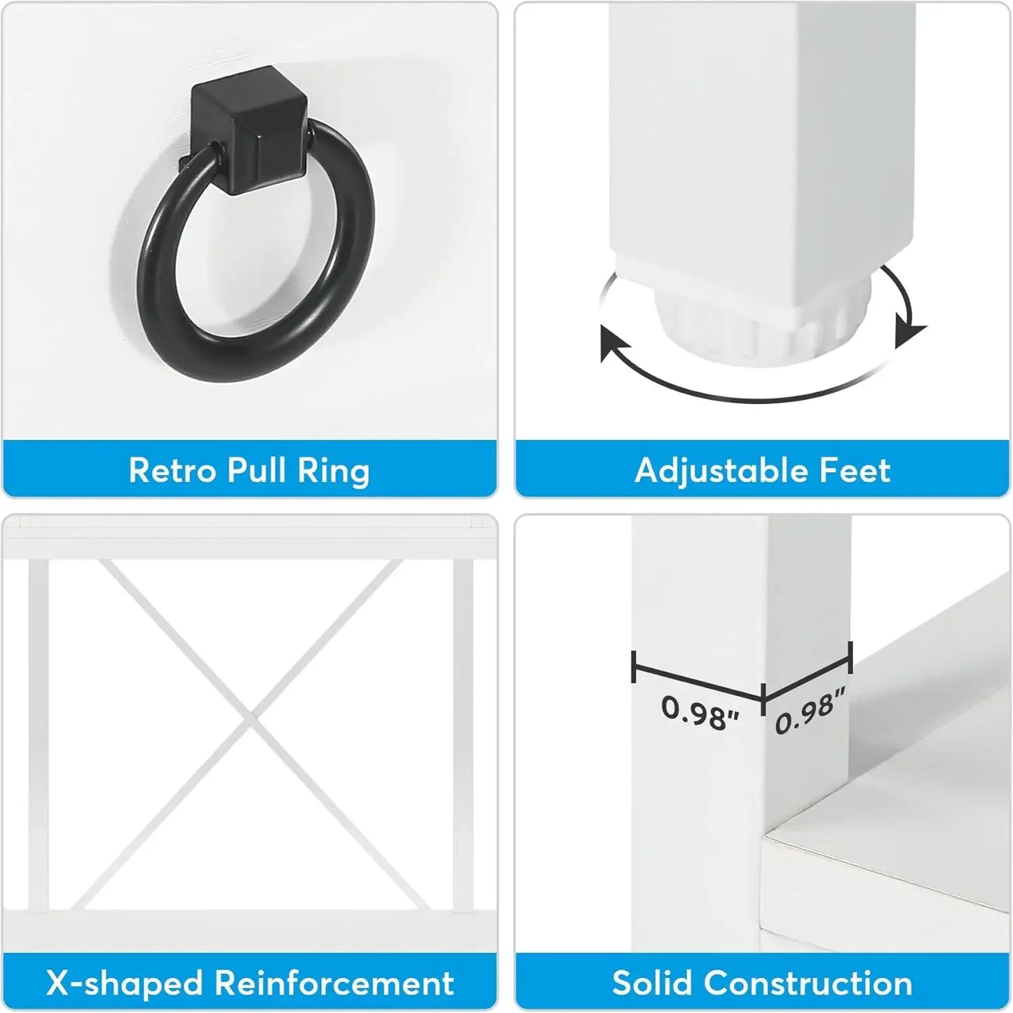 XMSJ Farmhouse Console Table With 3 Drawers Storage