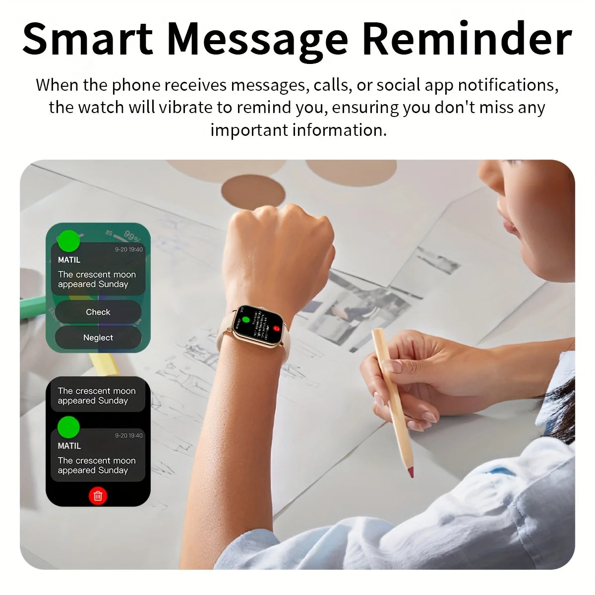 Smart Watch With Wireless Calling, Notifications, Calculator And Alarm