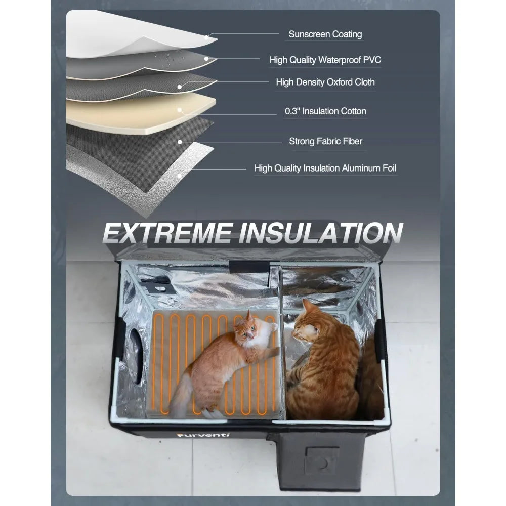 Heated Cat House Winter Shelter For Feral Cats Weatherproof