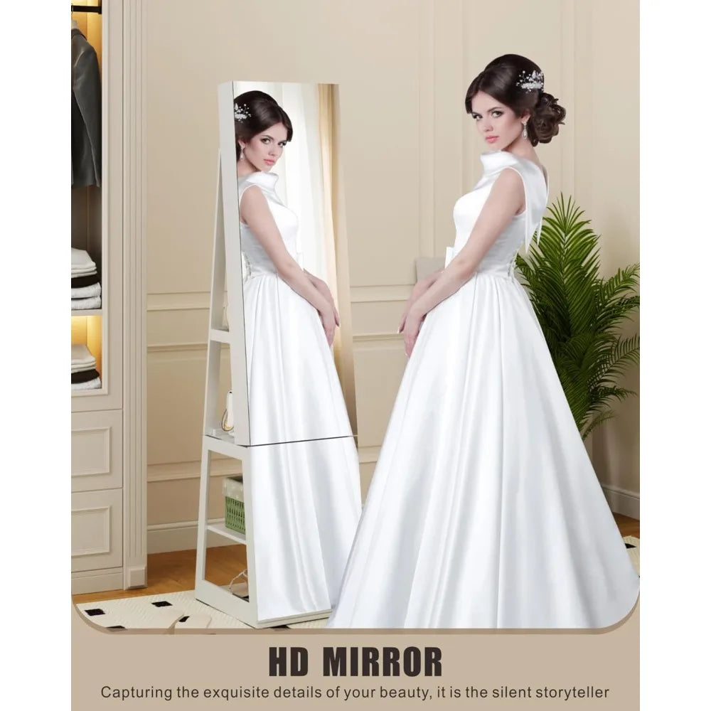 Full Length Swivel Jewelry Armoire Mirror With Lighting
