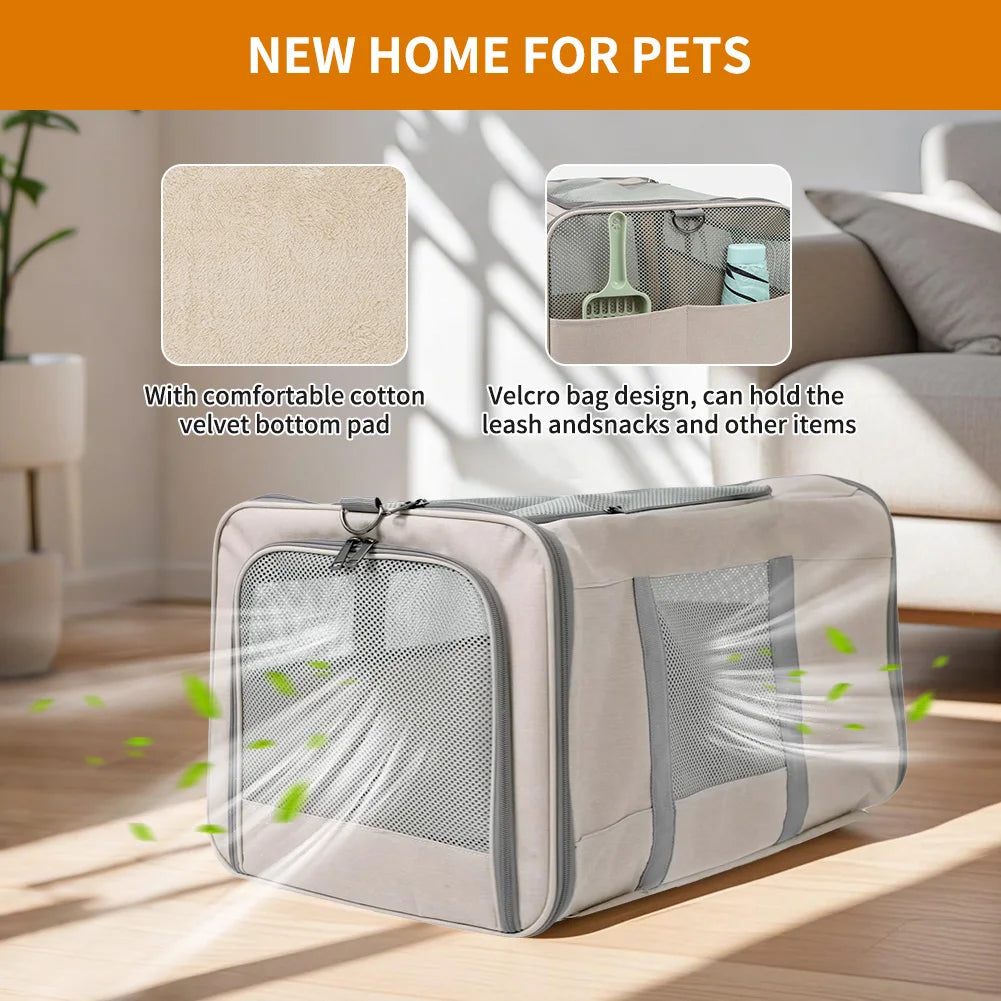 Two Cat Trolley Carrier With Wheels And Safety Belts