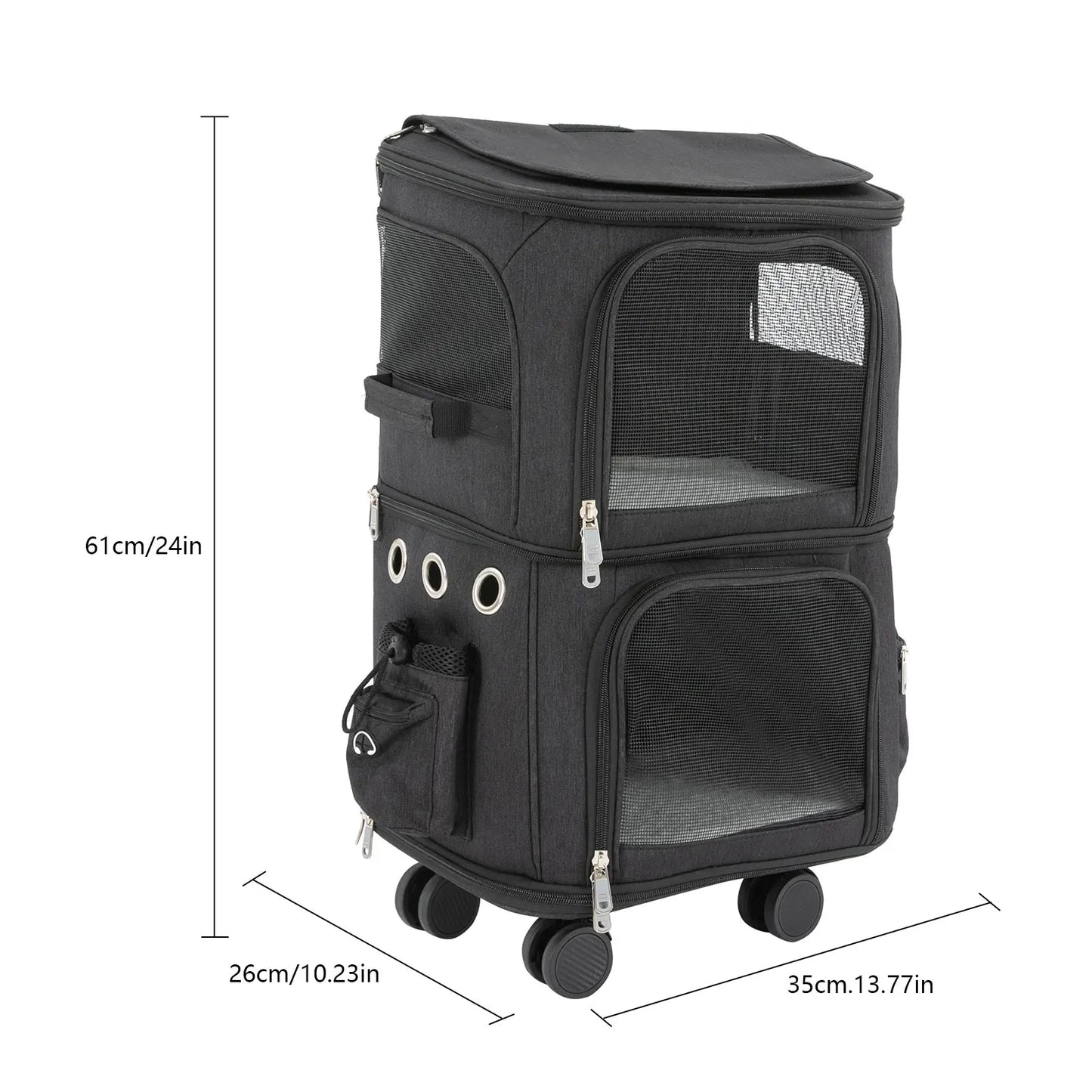 Breed Cat Carrier Double Compartment Rolling Travel Carrier