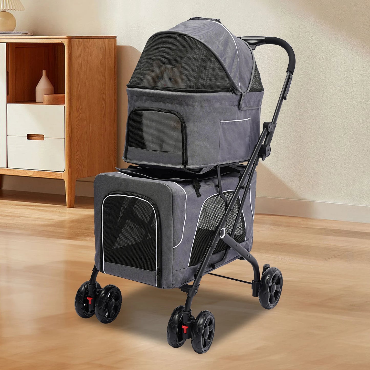 Breed Foldable Pet Stroller For Dogs And Cats Storage